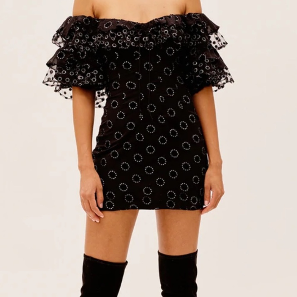 For Love and Lemons Adella Black metallic Party Dress